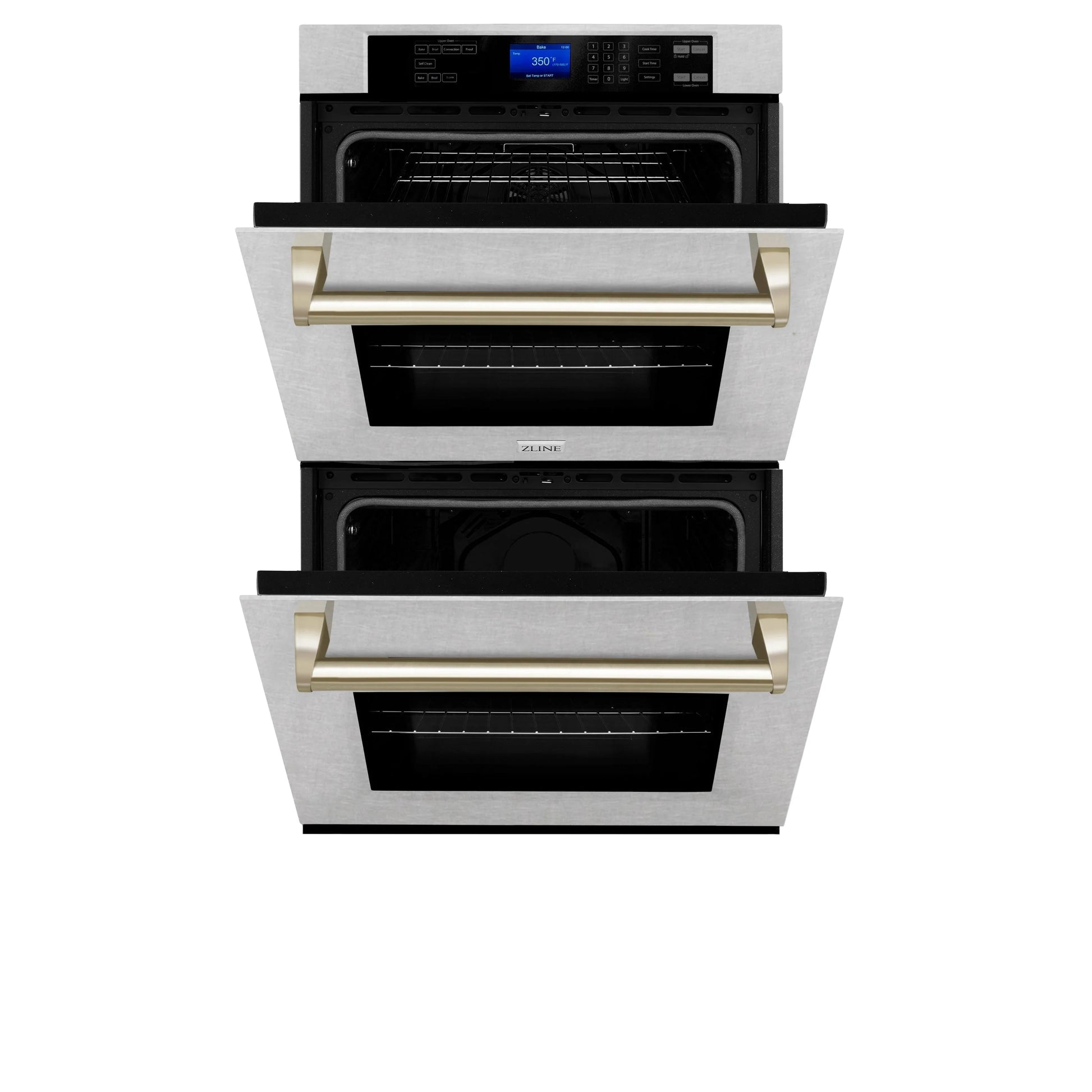 ZLINE Autograph Edition 30" Electric Oven - DuraSnow with Polished Gold Accents