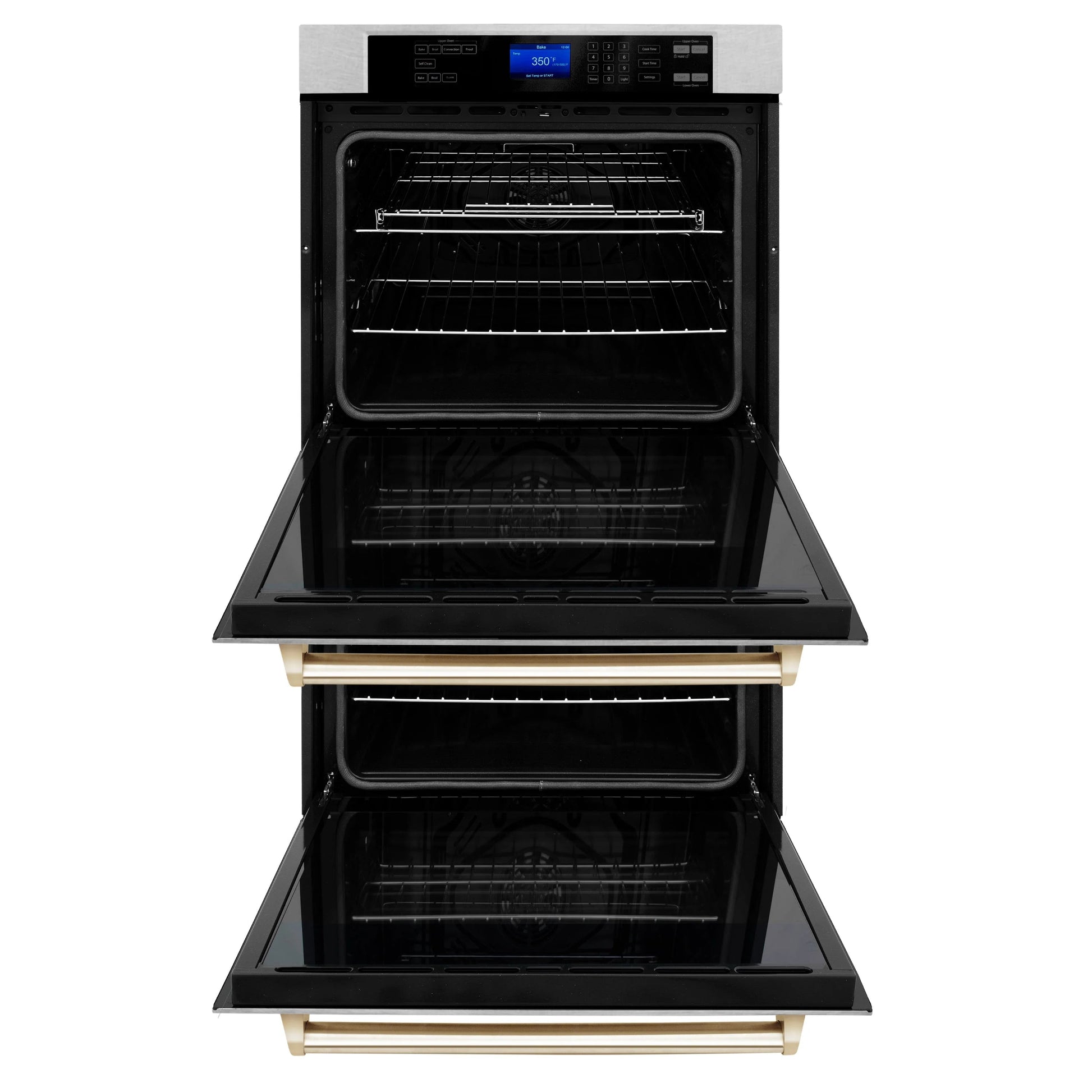 ZLINE Autograph Edition 30" Electric Oven - DuraSnow with Polished Gold Accents