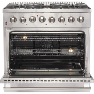 Forno Galiano 36-inch Freestanding Dual Fuel Range All Stainless Steel with 6 Sealed Burners, FFSGS6156-36