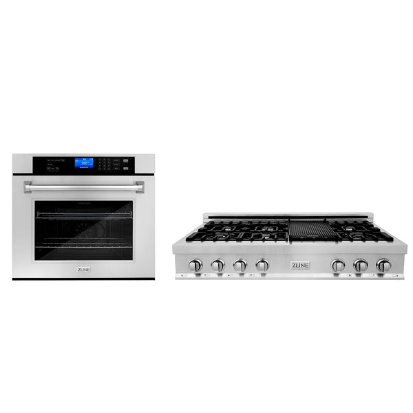 ZLINE 2-Appliance Kitchen Package with 48" Stainless Steel Rangetop and 48" Single Wall Oven