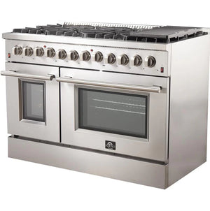 Forno Galiano 48-inch Freestanding Dual Fuel Range All Stainless Steel with 8 Sealed Burners, FFSGS6156-48