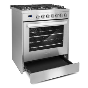 Cosmo 30 in. 5.0 cu. ft. Single Oven Gas Range in Stainless Steel with 5 Burner Cooktop and Heavy Duty Cast Iron Grates