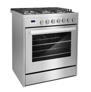 Cosmo 30 in. 5.0 cu. ft. Single Oven Gas Range in Stainless Steel with 5 Burner Cooktop and Heavy Duty Cast Iron Grates