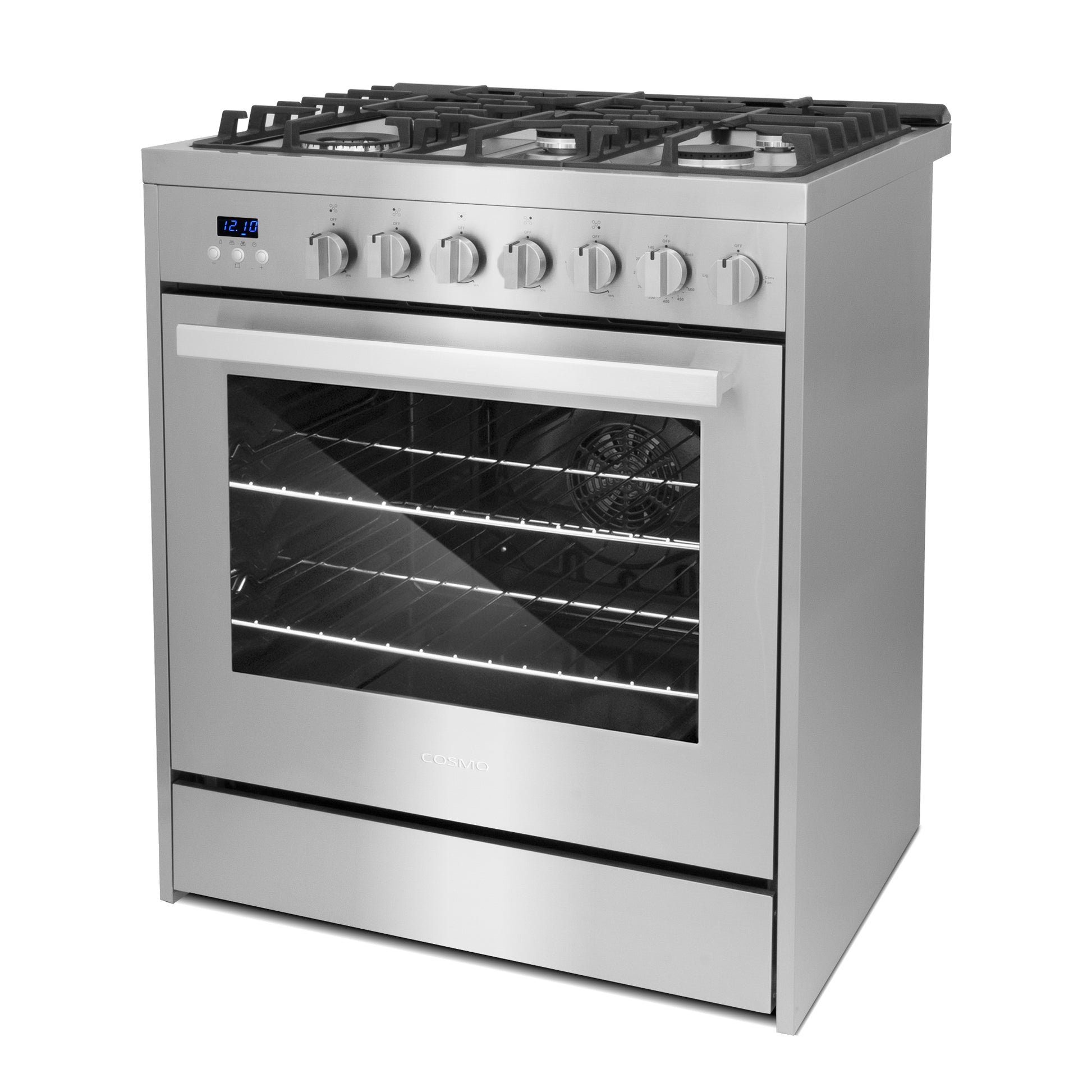 Cosmo 30 in. 5.0 cu. ft. Single Oven Gas Range in Stainless Steel with 5 Burner Cooktop and Heavy Duty Cast Iron Grates