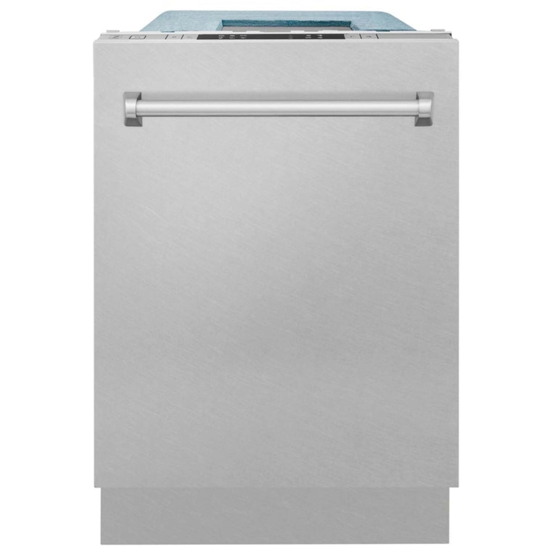 ZLINE 18" Compact Top Control Dishwasher - Fingerprint Resistant DuraSnow® Finished Stainless Steel Panel, Traditional Handle