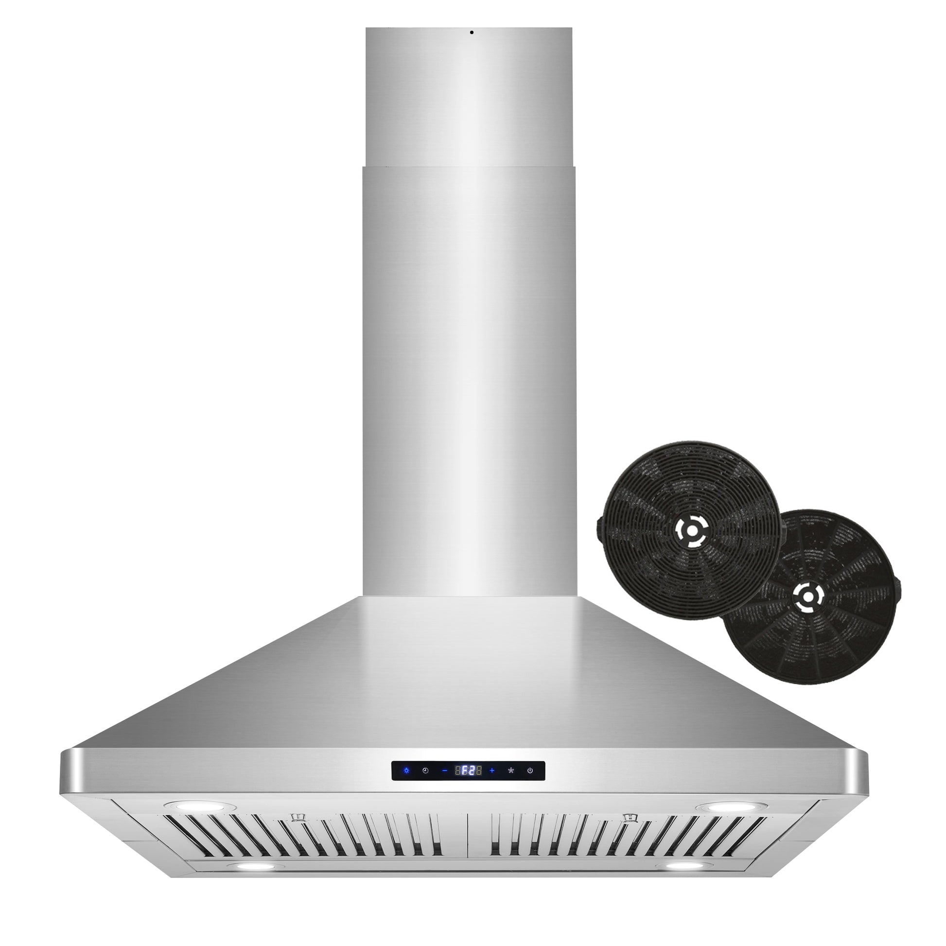Cosmo 30 in. Stainless Steel Ductless Island Range Hood with Soft Touch Controls, LED Lights and Permanent Filters 380 CFM
