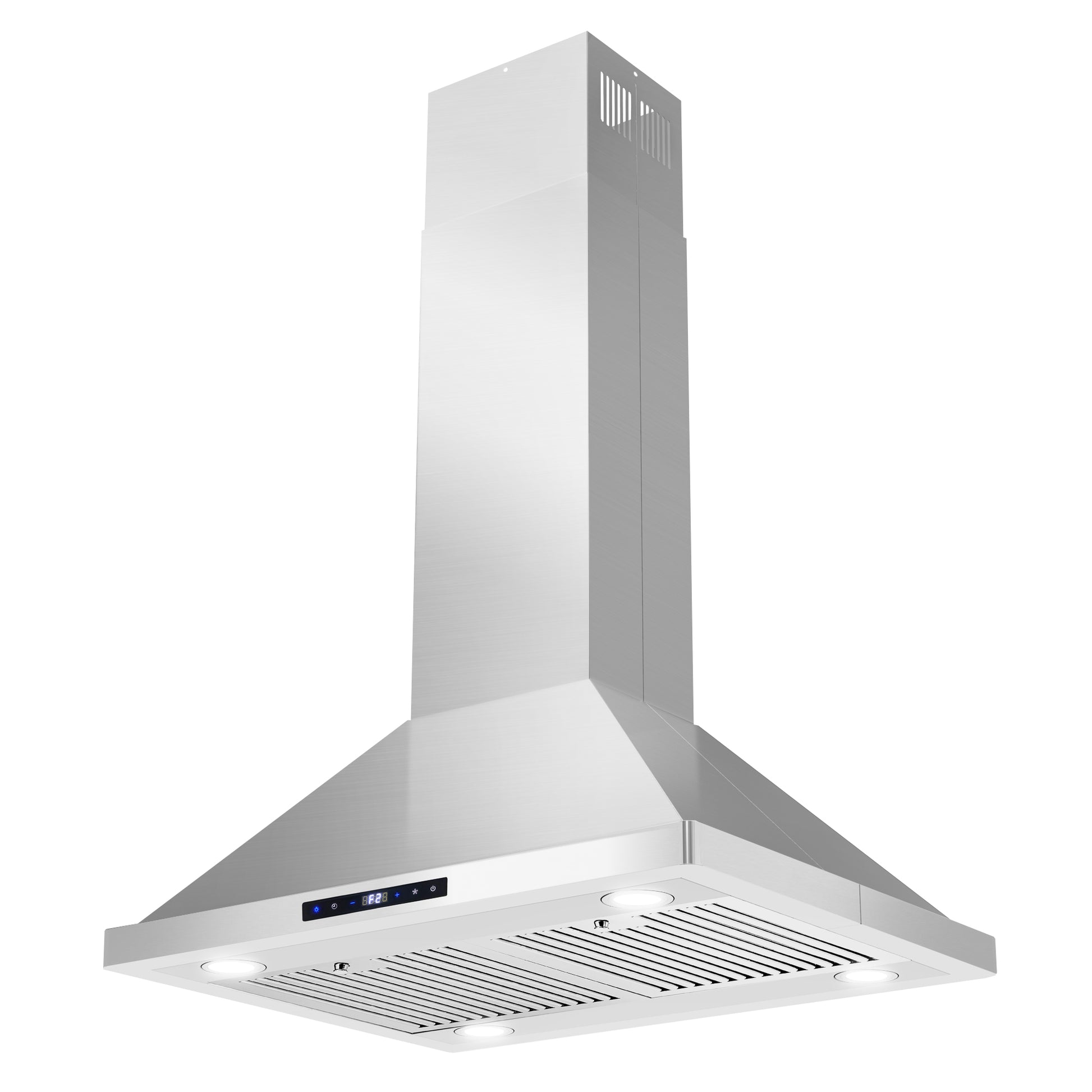 Cosmo 30 in. Stainless Steel Ductless Island Range Hood with Soft Touch Controls, LED Lights and Permanent Filters 380 CFM