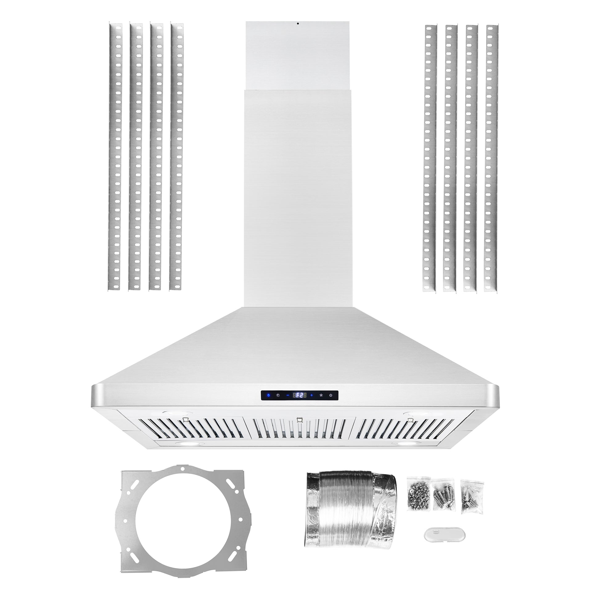 Cosmo 36 in. Stainless Steel Ducted Island Range Hood with 380 CFM, 3-Speed Fan, Permanent Filters, LED Lights