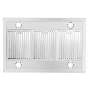 Cosmo 36 in. Stainless Steel Ductless Island Range Hood with Soft Touch Controls, LED Lights, and Permanent Filters 380 CFM