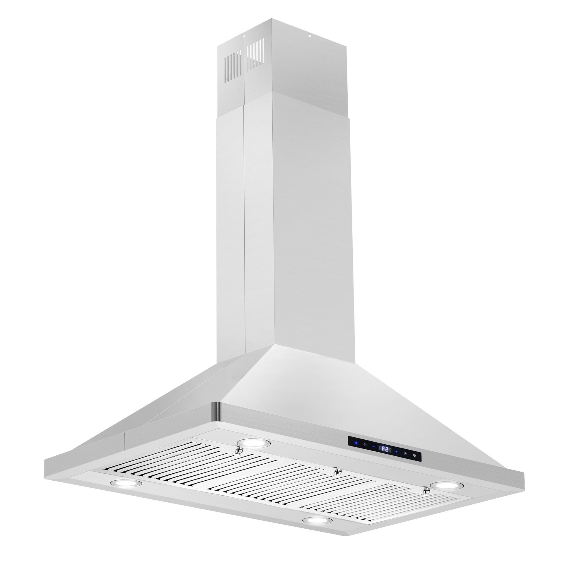 Cosmo 36 in. Stainless Steel Ductless Island Range Hood with Soft Touch Controls, LED Lights, and Permanent Filters 380 CFM