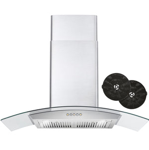 Cosmo 36 in. Stainless Steel  Ducted Wall Mount Range Hood with LED Lighting and Permanent Filters 380 CFM