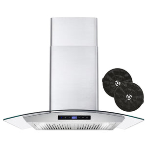 Cosmo 30 in. Stainless Steel Ductless Wall Mount Range Hood with LED Lighting and Carbon Filter Kit 380 CFM