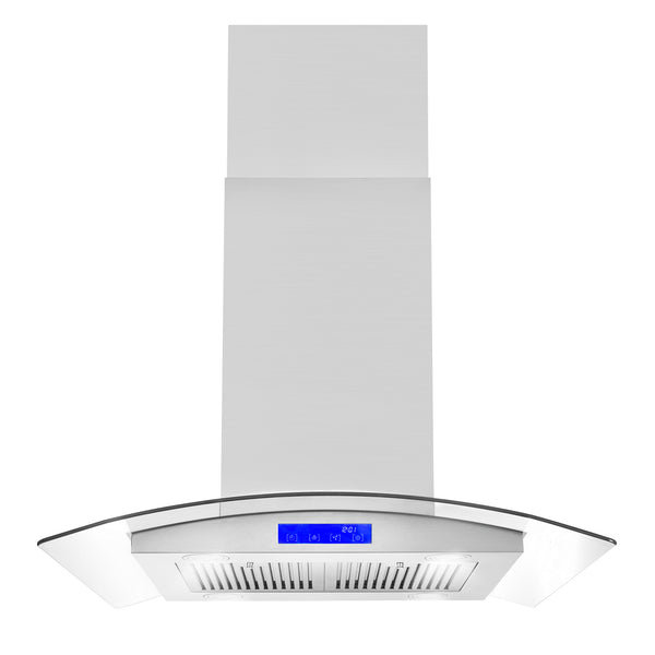 Cosmo 30 in. Stainless Steel Ducted Island Range Hood with LED Lighting and Permanent Filters 380 CFM