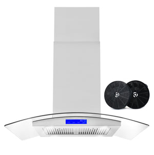 Cosmo 36 in. Stainless Steel Ductless Island Range Hood with LED Lighting and Carbon Filter Kit 380 CFM