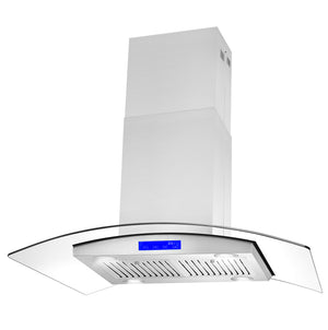 Cosmo 36 in. Stainless Steel Ductless Island Range Hood with LED Lighting and Carbon Filter Kit 380 CFM