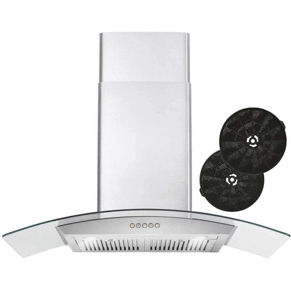 Cosmo 36 in. Stainless Steel Ducted Wall Mount Range Hood with Push Button Controls 380 CFM