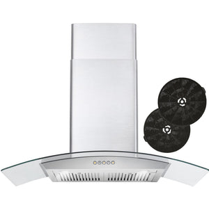 Cosmo 36 in. Stainless Steel Ducted Wall Mount Range Hood with Push Button Controls 380 CFM