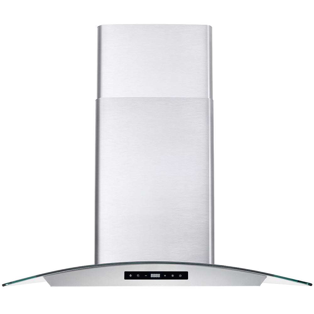 Cosmo 30 in. Stainless Steel Ductless Wall Mount Range Hood with Soft Touch Controls, LED Lighting and Carbon Filter Kit 380 CFM