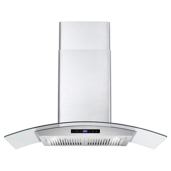 Cosmo 36 in. Stainless Steel Ductless Wall Mount Range Hood with Soft Touch Controls, LED Lighting and Carbon Filter Kit 380 CFM