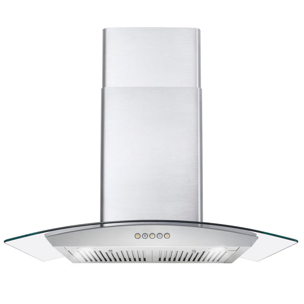Cosmo 30 in. Stainless Steel Ductless Wall Mount Range Hood with Push Button Controls, LED Lighting and Carbon Filter Kit 380 CFM