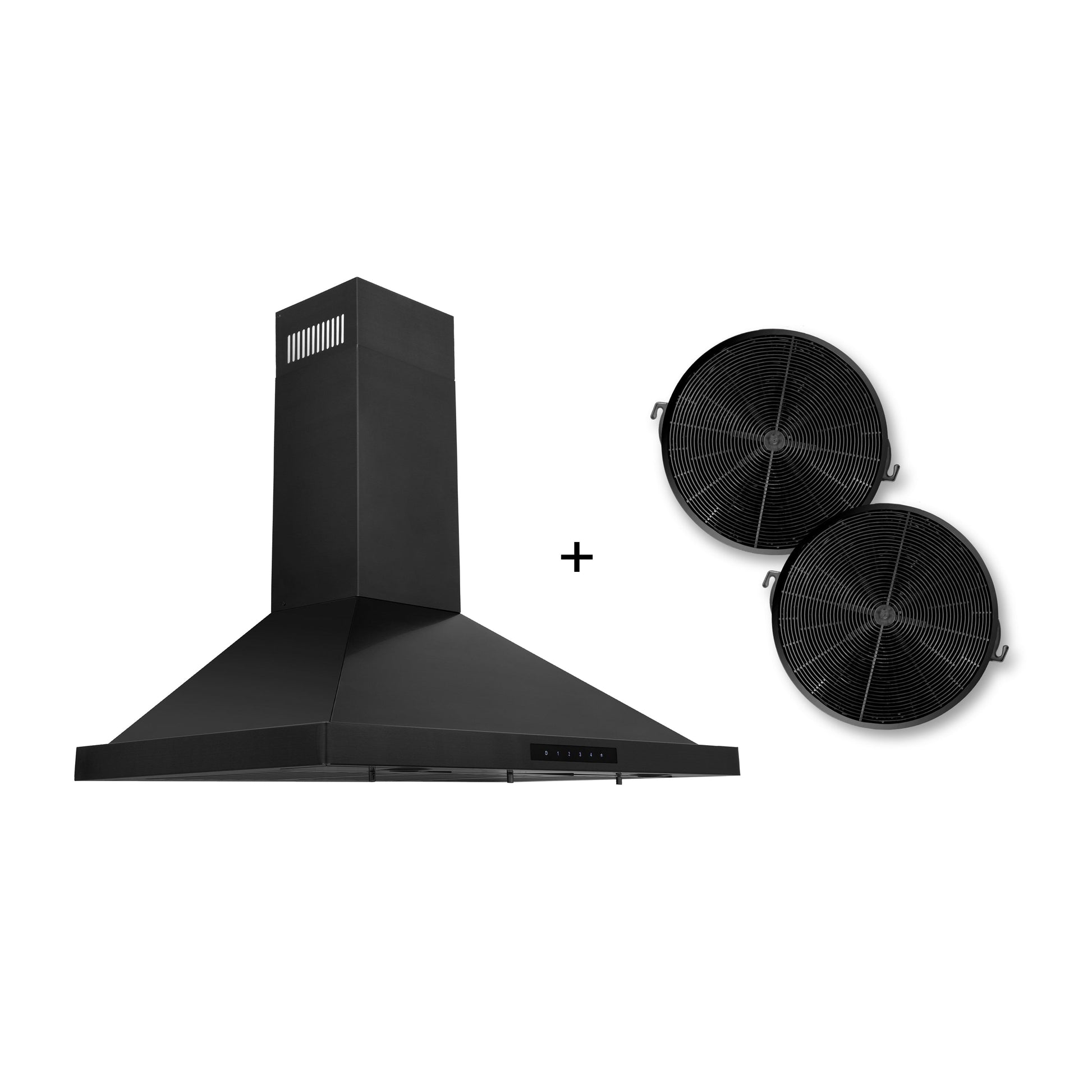 ZLINE Wall Mount Range Hood - Black Stainless Steel, Recirculating with Charcoal Filters