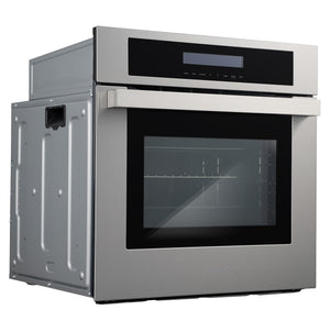 Cosmo 24 in. Stainless Steel 2.5 cu. ft. Single Electric Wall Oven w/8 Functions and True European Convection