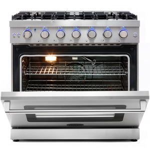 Cosmo 36 in. 6.0 cu. ft. Commercial Gas Range in Stainless Steel with Convection Oven with Storage Drawer