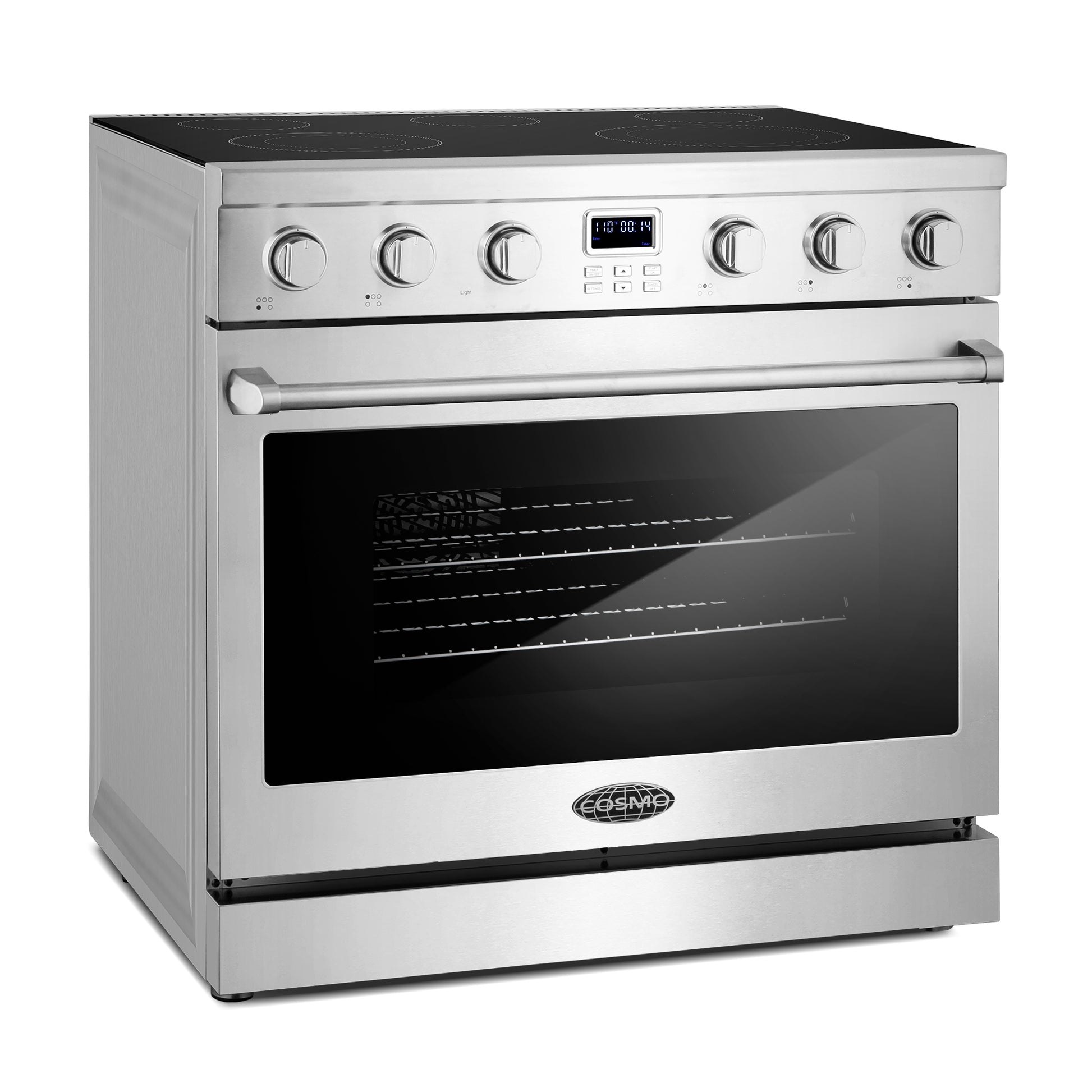 Cosmo Commercial Style 36 in. 6.0 cu. ft. Electric Range  in Stainless Steel with 5 Burner Glass Cooktop and Convection Oven