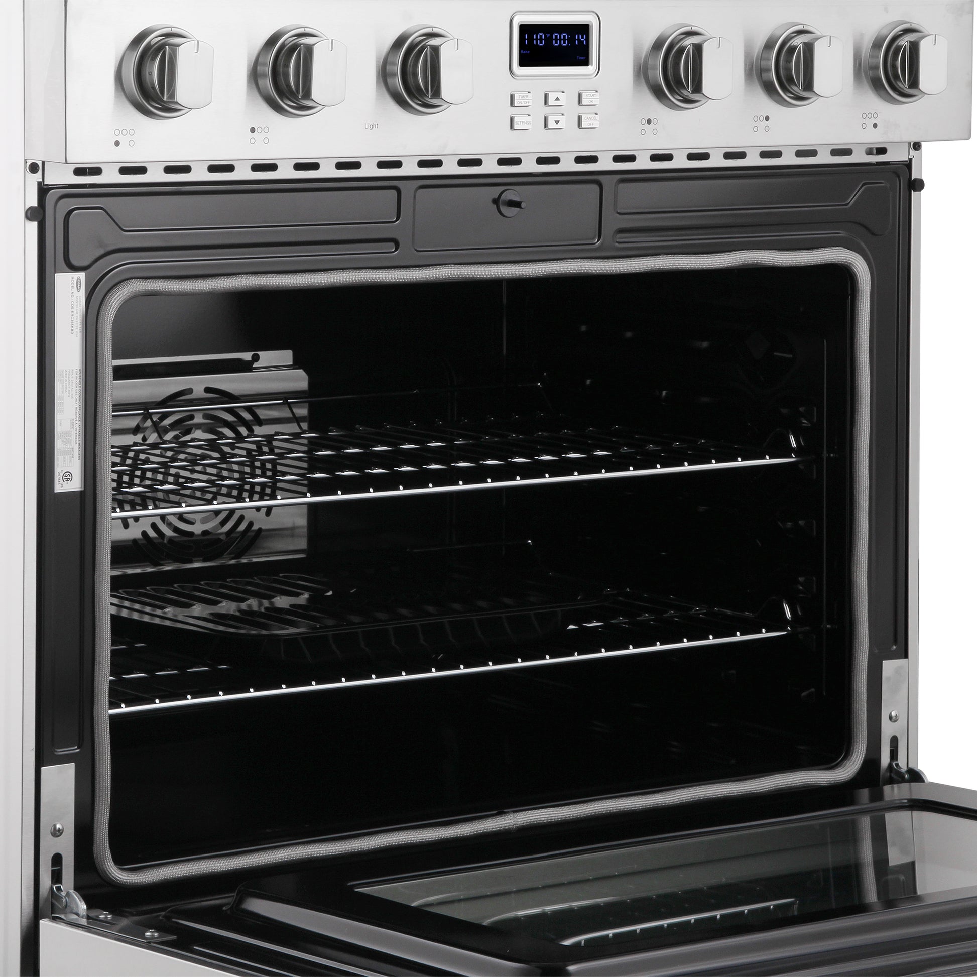 Cosmo Commercial Style 36 in. 6.0 cu. ft. Electric Range  in Stainless Steel with 5 Burner Glass Cooktop and Convection Oven