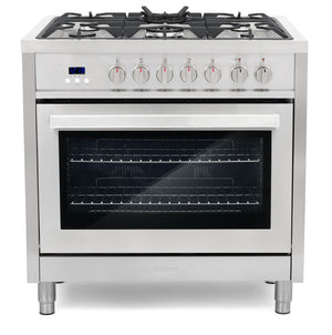 Cosmo Commercial-Style 36 in. 3.8 cu. ft. Single Oven Dual Fuel Range with 8 Function Convection Oven