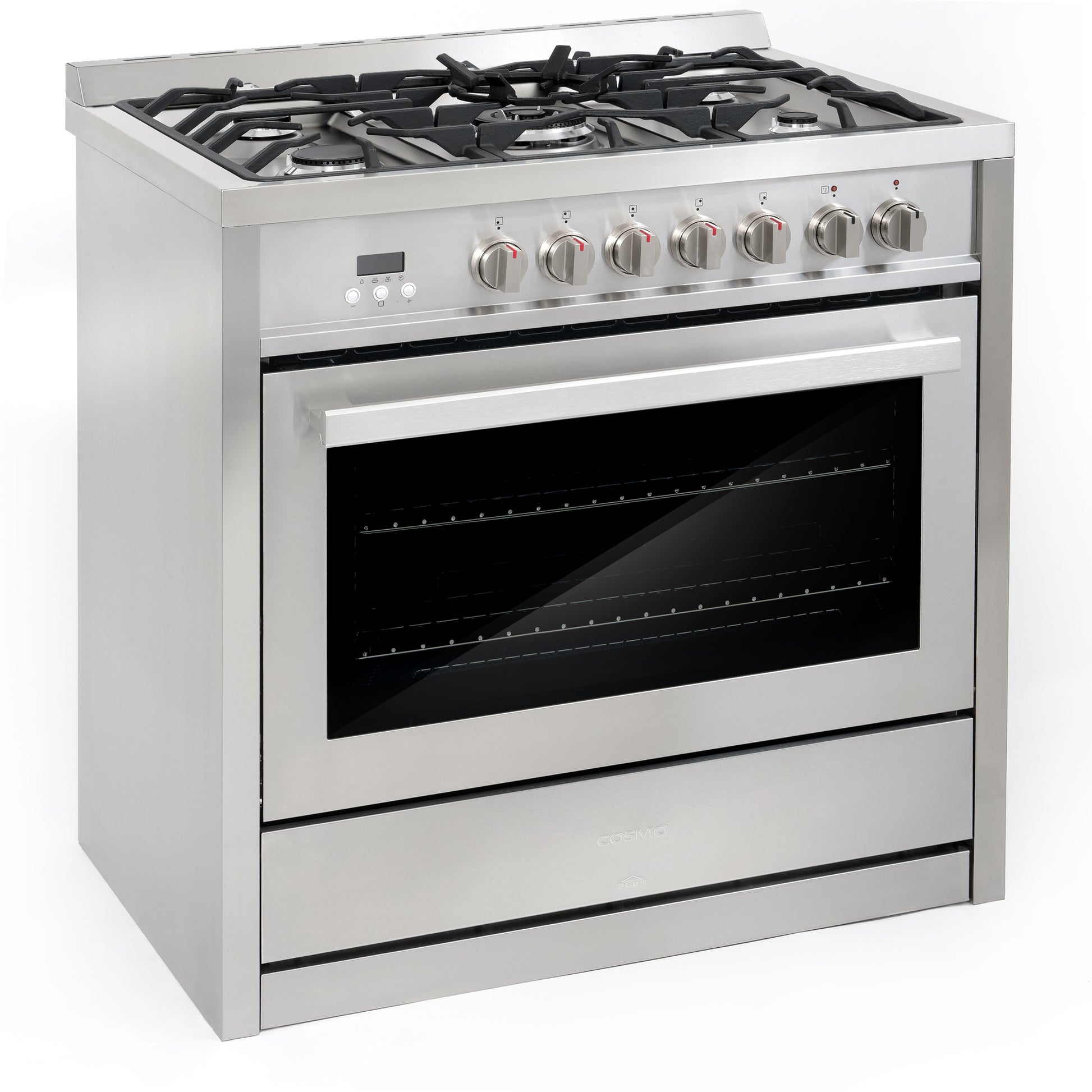 Cosmo Commercial-Style 36 in. 3.8 cu. ft. Single Oven Dual Fuel Range in Stainless Steel with 8 Function Convection Oven