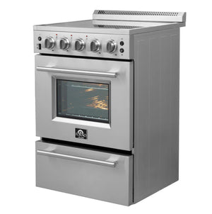 Forno Loiano 24-inch Freestanding Electric Range Stainless Steel, 4 Elements,  2.3 cu.ft. with Storage Drawer, FFSEL6069-24