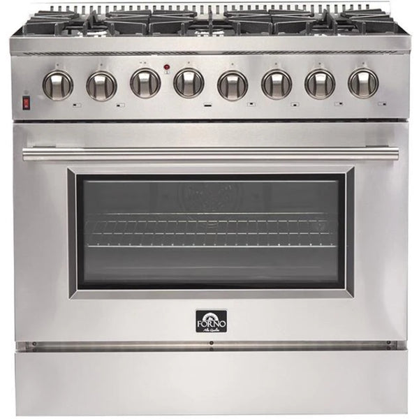 Forno Galiano 36-inch Freestanding Dual Fuel Range All Stainless Steel with 6 Sealed Burners, FFSGS6156-36