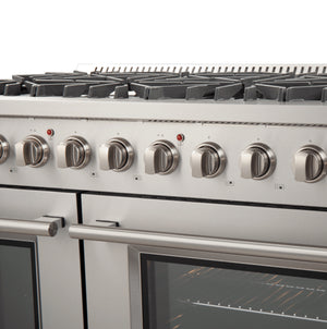 Forno Galiano 48-inch Freestanding Gas Range All Stainless Steel, 8 Burners, Griddle, 6.58 cu. ft. Double Ovens, FFSGS6244-48
