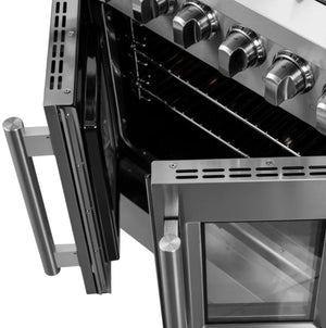 Forno Galiano 30-inch French Door Dual Fuel Range All Stainless Steel with 5 Sealed Burners, FFSGS6356-30