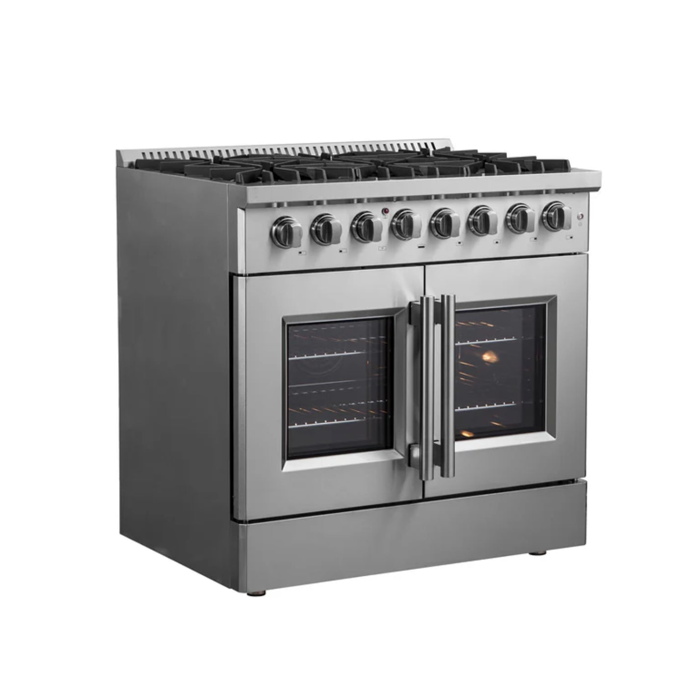 Forno Galiano 36-inch French Door Dual Fuel Range All Stainless Steel with 6 Sealed Burners, FFSGS6356-36