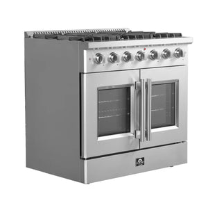 Forno Galiano 36-inch French Door Gas Range All Stainless Steel with 6 Sealed Burners, FFSGS6444-36