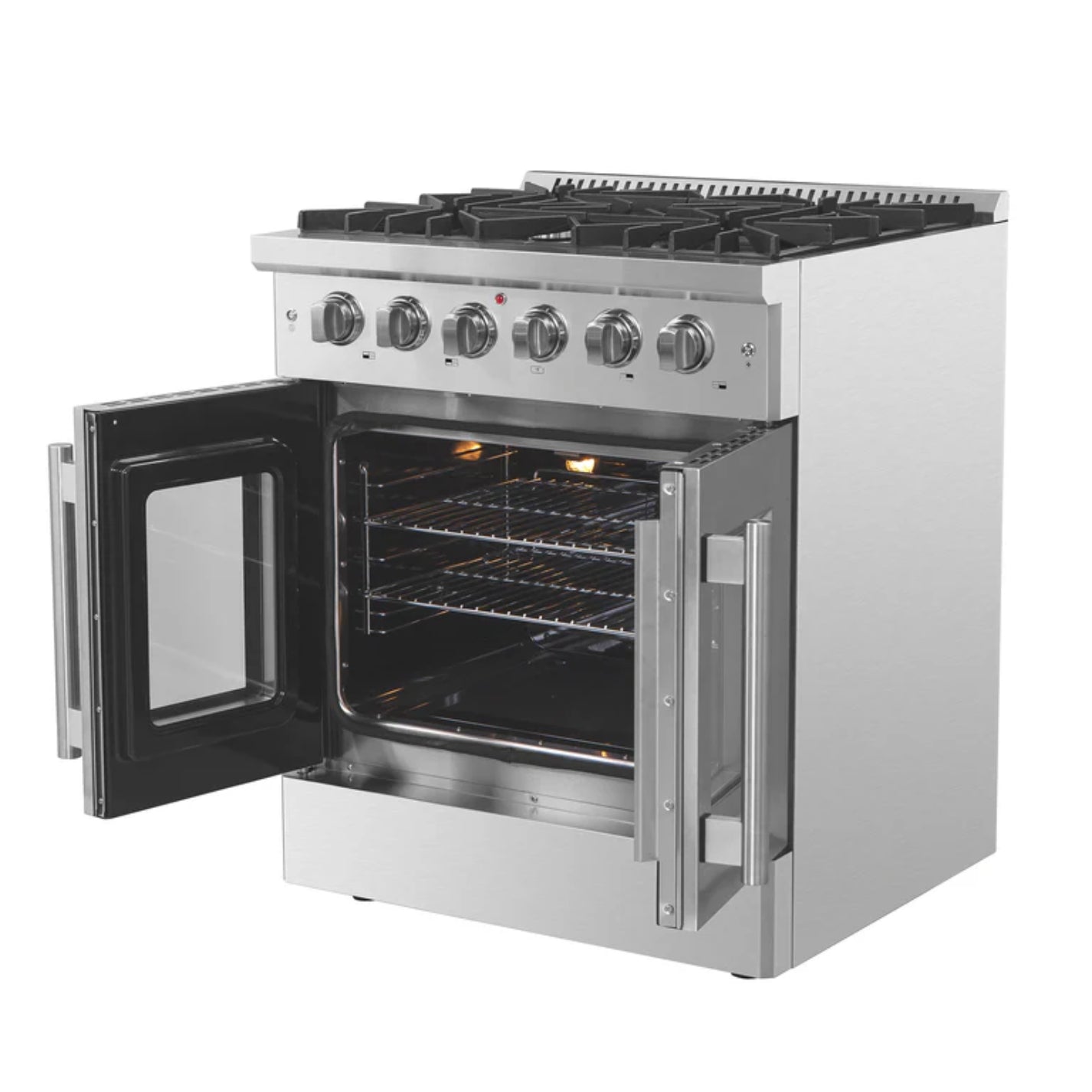 Forno Galiano 30-inch French Door Gas Range All Stainless Steel with 5 Sealed Burners, FFSGS6444-30