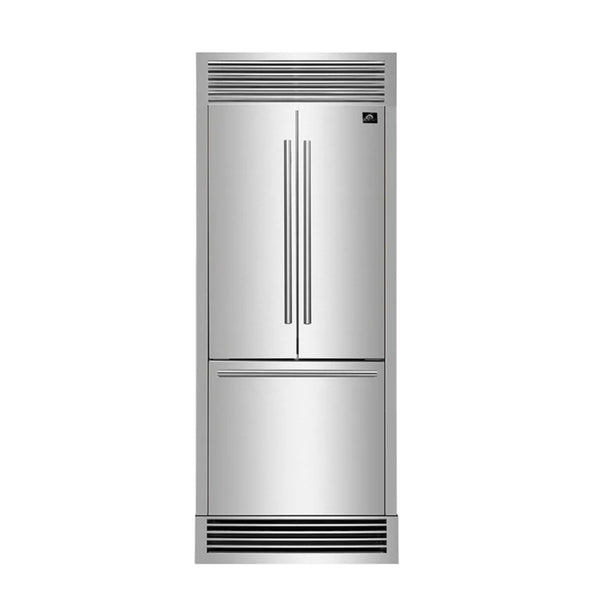 Forno Gallipoli 30-inch French Door Refrigerator, 17.5 cu.ft. Capacity & Decorative Grill - 34" Wide, FFFFD1974-35SG