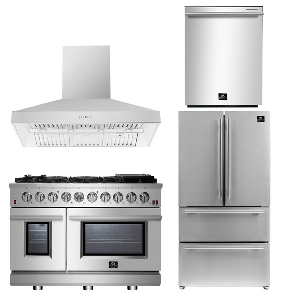Forno Appliance Package - 48" Gas Range, Range Hood, 36" Refrigerator, Dishwasher, AP-FFSGS6239-48-3