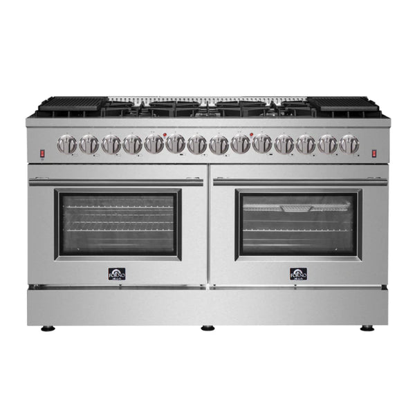 Forno Galiano 60-inch Freestanding Dual Fuel Range All Stainless Steel with 10 Sealed Burners, FFSGS6156-60