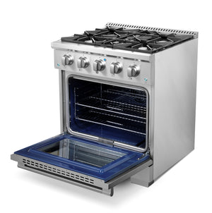 Cosmo Commercial-Style 30 in. 3.5 cu. ft. Gas Range in Stainless Steel with 4 Burners and Heavy Duty Cast Iron Grates