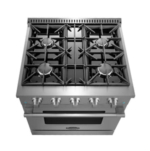 Cosmo Commercial-Style 30 in. 3.5 cu. ft. Gas Range in Stainless Steel with 4 Burners and Heavy Duty Cast Iron Grates