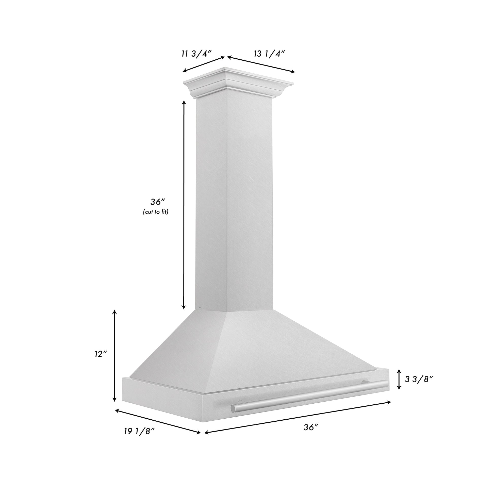 ZLINE 36" DuraSnow Stainless Steel Range Hood - Stainless Steel Handle with Colored Shell Options