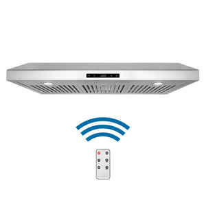 Cosmo 36 in. Stainless Steel Under Cabinet Range Hood with Digital Touch Controls, 3-Speed Fan, LED Lights and Permanent Filters 500 CFM