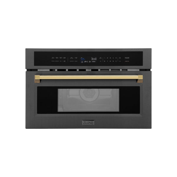 ZLINE Autograph Edition 30" Built-in Convection Microwave Oven - Black Stainless Steel with Accents