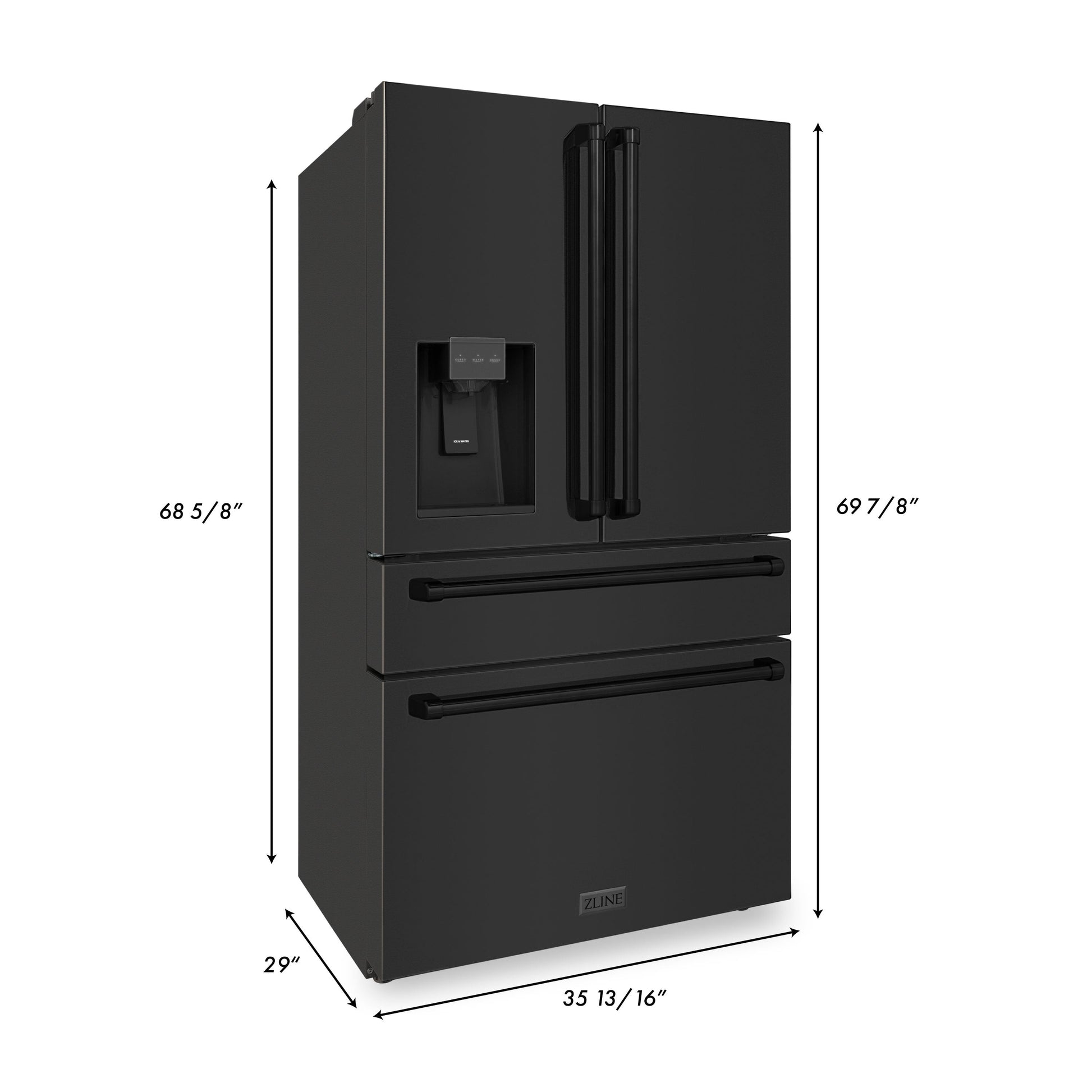 ZLINE 36" Freestanding French Door Refrigerator with External Water and Ice Dispenser - Fingerprint Resistant with Color Options