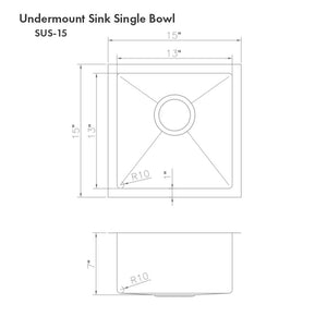 ZLINE 15 in. Boreal Undermount Single Bowl Bar Kitchen Sink