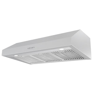 Cosmo 36 in. Stainless Steel Under Cabinet Range Hood with Push Button Controls, 3-Speed Fan, LED Lights and Permanent Filters 380 CFM
