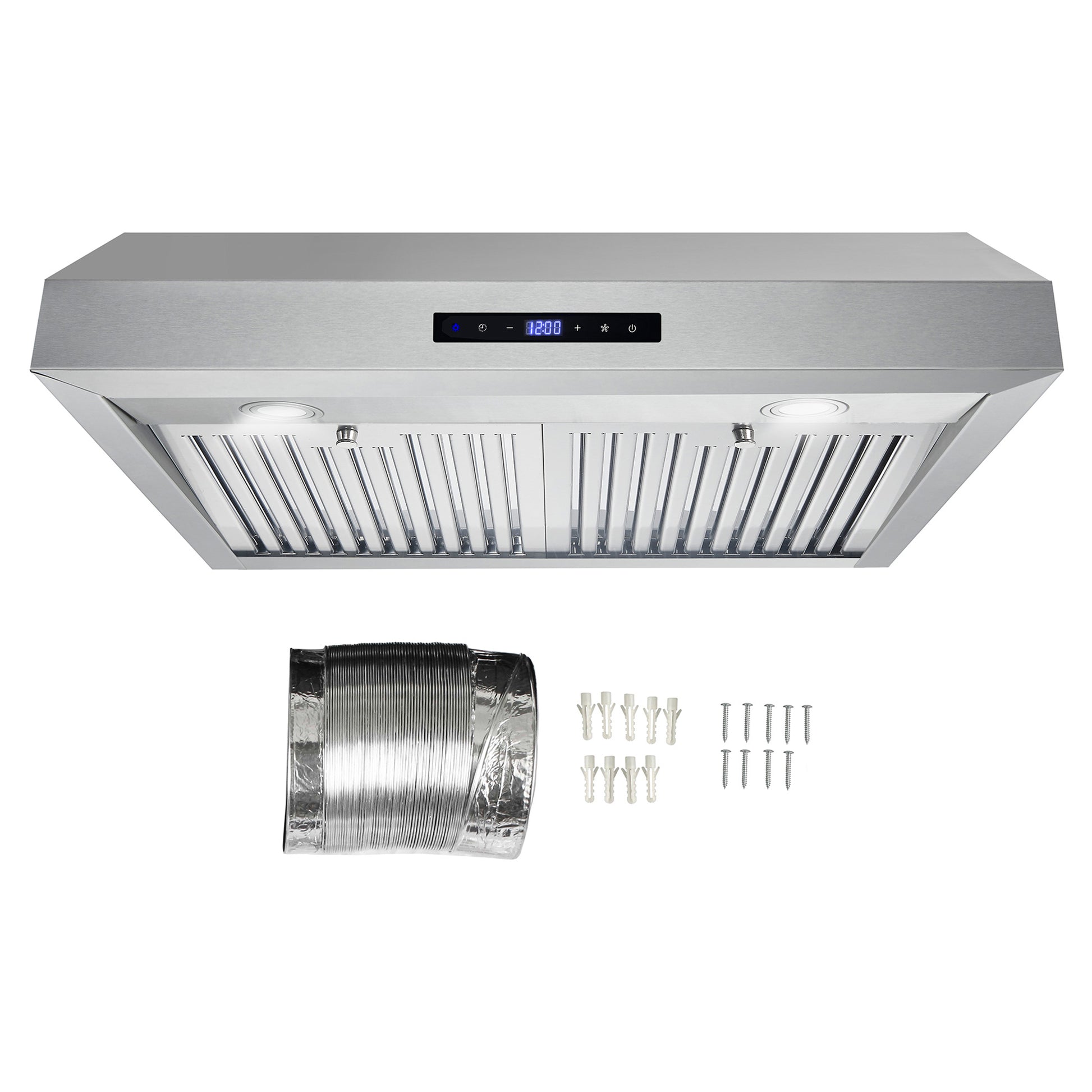 Cosmo 30 in. Stainless Steel Ductless Under Cabinet Range Hood with LED Light, 380 CFM, Permanent Filters